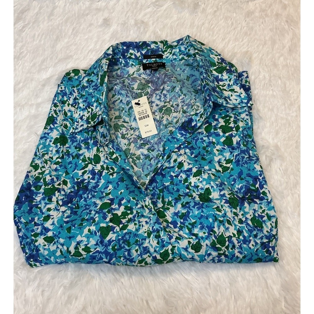 Talbots Sleeveless Size 12w Women's Faux Wrap Style Blouse NWT‎